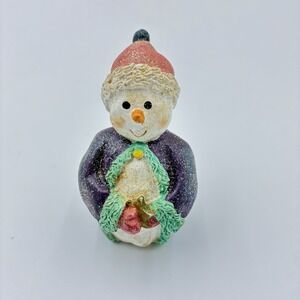 Vintage Glitter Snowman Christmas Collectible Decor